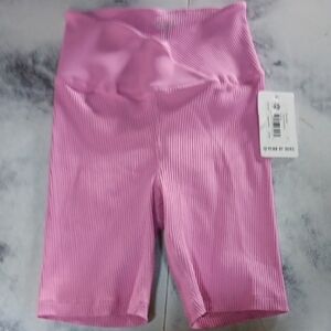 Year Of Ours Pink Ribbed Biker Shorts Small